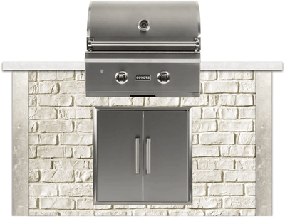 Coyote 5ft White Brick Island for Grill and Access Door RTAC-G5-RW BBQ Islands RTAC-G5-RW Flame Authority