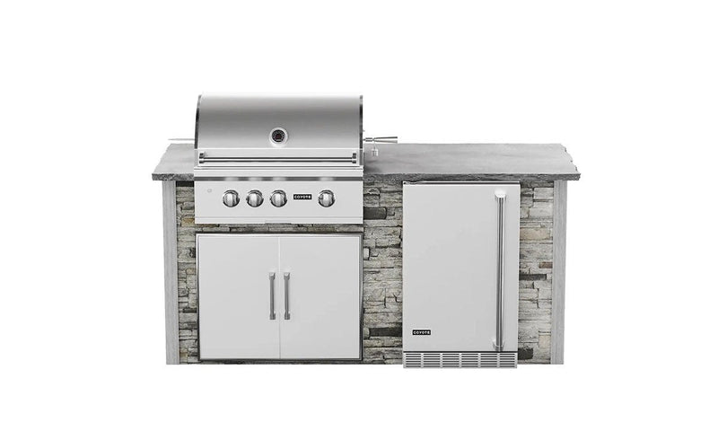 Coyote 6ft Gray Stacked Stone Premium Grill Island RTAC-G6-P-SG BBQ Islands RTAC-G6-P-SG Flame Authority