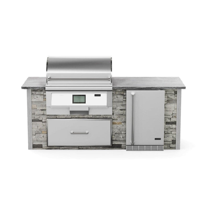 Coyote 8ft Gray Stacked Stone Outdoor Grill Island RTAC-G8-W-SG BBQ Islands RTAC-G8-W-SG Flame Authority