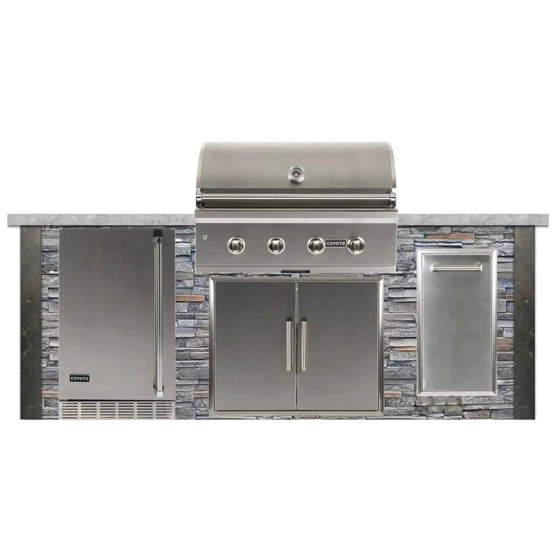 Coyote 8ft Gray Stacked Stone Premium Grill Island RTAC-G8-P-SG BBQ Islands RTAC-G8-P-SG Flame Authority