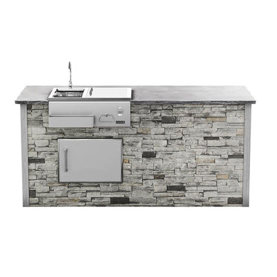 Coyote 8ft Gray Stone Refreshment Bar Island on Left RTAC-B8-RL-SG BBQ Islands RTAC-B8-RL-SG Flame Authority