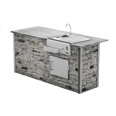 Coyote 8ft Gray Stone Refreshment Bar Island on Right RTAC-B8-RR-SG BBQ Islands RTAC-B8-RR-SG Flame Authority