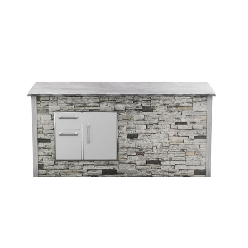 Coyote 8ft Island Storage with Gray Stone Bar on Left RTAC-B8-SL-SG BBQ Islands RTAC-B8-SL-SG Flame Authority