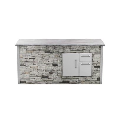 Coyote 8ft Island Storage with Gray Stone Bar on Right RTAC-B8-SR-SG BBQ Islands RTAC-B8-SR-SG Flame Authority