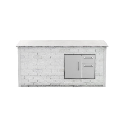 Coyote 8ft Island Storage with White Brick Bar on Right RTAC-B8-SR-RW BBQ Islands RTAC-B8-SR-RW Flame Authority