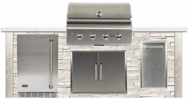 Coyote 8ft Outdoor Grill Island White Stacked Stone RTAC-G8-SW BBQ Islands RTAC-G8-SW Flame Authority