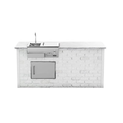 Coyote 8ft White Brick Refreshment Bar Island on Left RTAC-B8-RL-RW BBQ Islands RTAC-B8-RL-RW Flame Authority