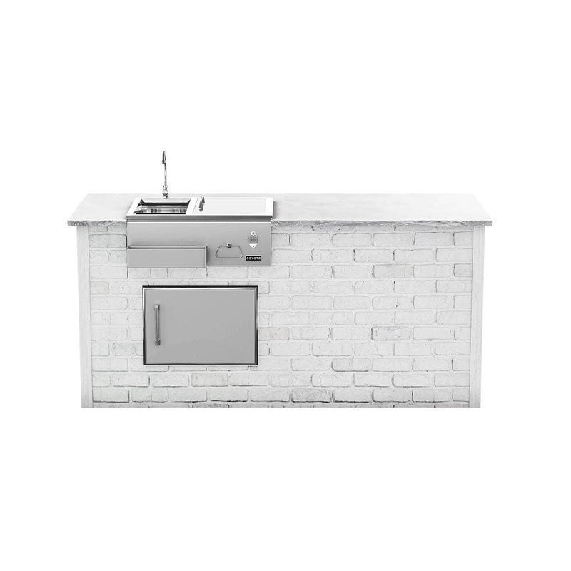 Coyote 8ft White Brick Refreshment Bar Island on Left RTAC-B8-RL-RW BBQ Islands RTAC-B8-RL-RW Flame Authority