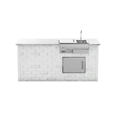 Coyote 8ft White Brick Refreshment Bar Island on Right RTAC-B8-RR-RW BBQ Islands RTAC-B8-RR-RW Flame Authority