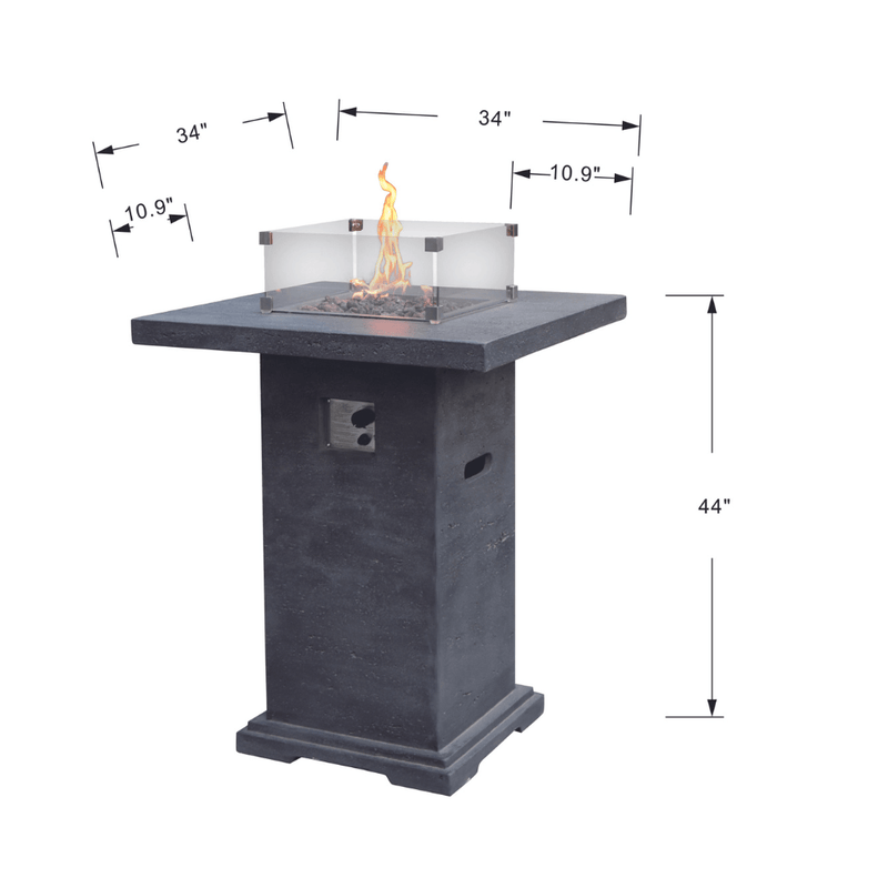 Elementi Montreal Bar Table  Fire Pit Table Flame Authority