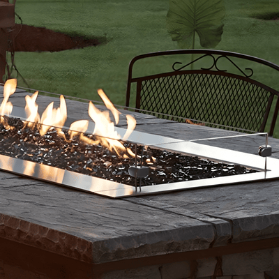 Empire White Mountain Hearth Carol Rose Outdoor Fire Pit, Linear 48-inch Tall Wind Deflector Glass Accessory WG484LT