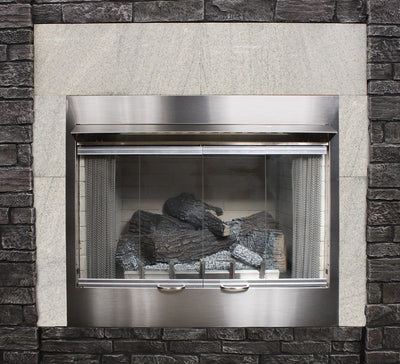 Empire White Mountain Hearth Carol Rose Outdoor Firebox, Premium 36-inch Bi-Fold Glass Door SS - BDO36SS