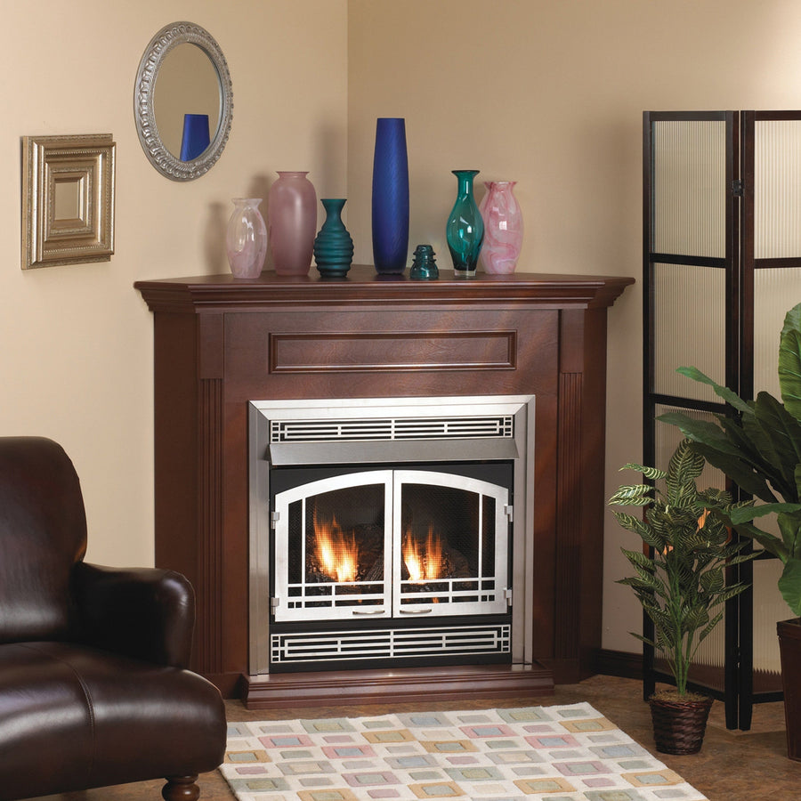 Empire White Mountain Hearth Tahoe Deluxe 32-inch Corner Cabinet, Oak Mantel EMBC1SO