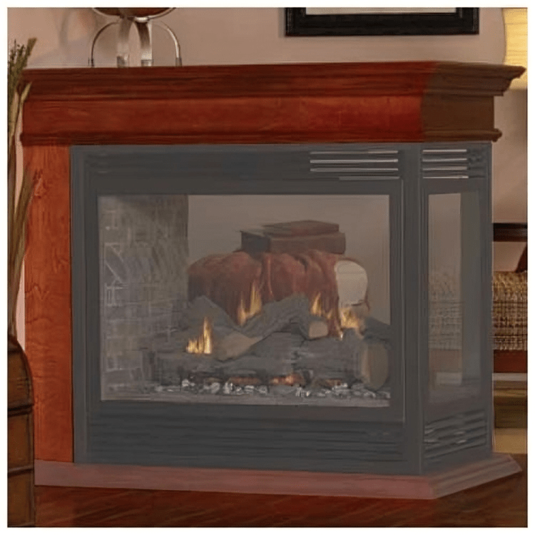 Empire White Mountain Hearth Tahoe See-Through Premium 36-inch Dark Oak, Peninsula Mantel Base EMPBDO