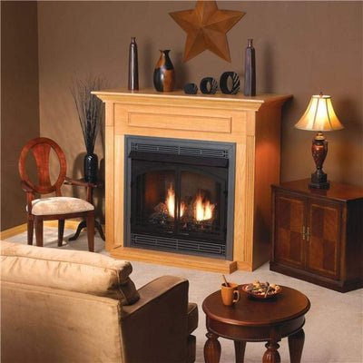 Empire White Mountain Hearth Vail Fireplace 24-inch Standard Cabinet, Oak Mantel with Base EMF22O
