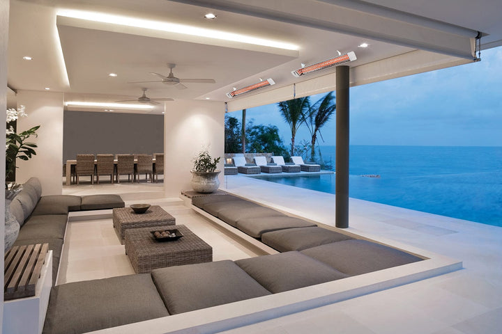 Eurofase EF50 Series 39-inch White Stainless Steel Dual Element 5000 Watt 208V Electric Patio Heater Flame Authority