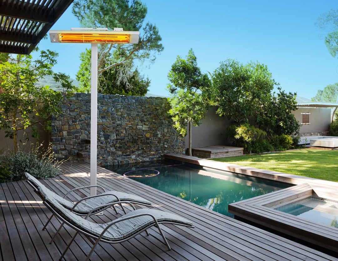 Eurofase EF50 Series 39-inch White Stainless Steel Dual Element 5000 Watt 208V Electric Patio Heater Flame Authority