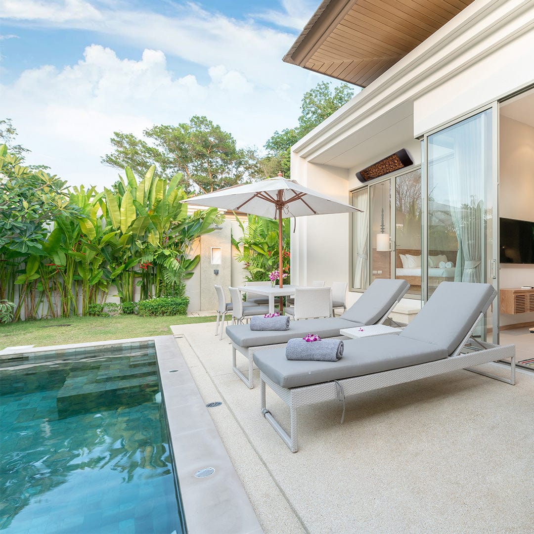 Eurofase EF50 Series 39-inch White Stainless Steel Dual Element 5000 Watt 240V Electric Patio Heater Flame Authority