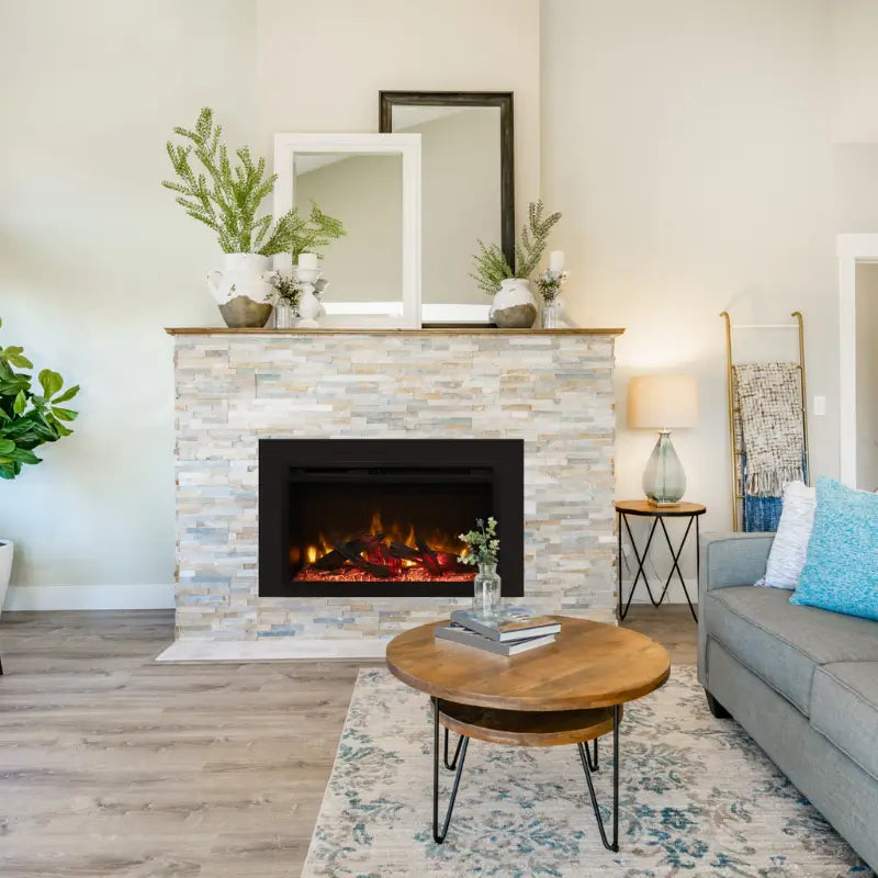 Fire & Ice RusticStone RS30 30-Inch Smart Built-In Electric Fireplace with WiFi and 10,000 BTU Heat