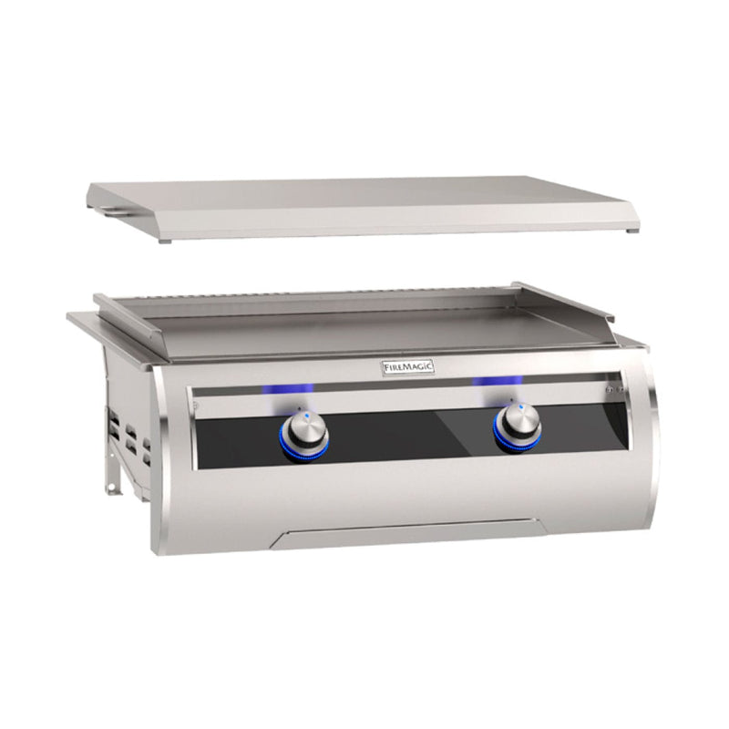 Fire Magic Echelon Diamond 30" Built-In Gas Griddle with Black Glass Control Panel and Back-Lit Knobs E660i-1T4