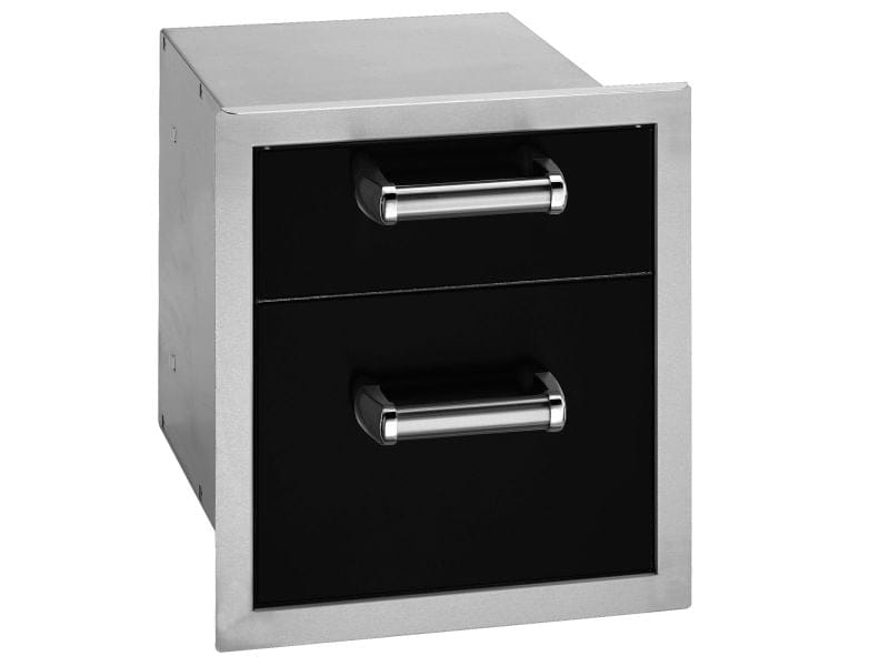 Fire Magic Echelon Flush 14-Inch Black Double Access Drawer BBQ Island Components 53802BSC Flame Authority