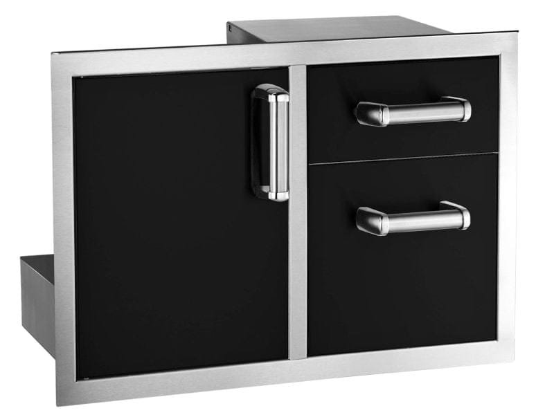 Fire Magic Echelon Flush 30-Inch Black Access Door & Double Drawer Combo BBQ Island Components 53810BSC Flame Authority