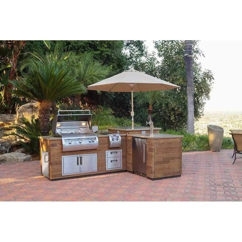 Fire Magic Silver Pine L-Shaped Reclaimed Wood Island System w/ Medium Pantry Cutout IL660-FOD(SPD)-116BA BBQ Islands Flame Authority