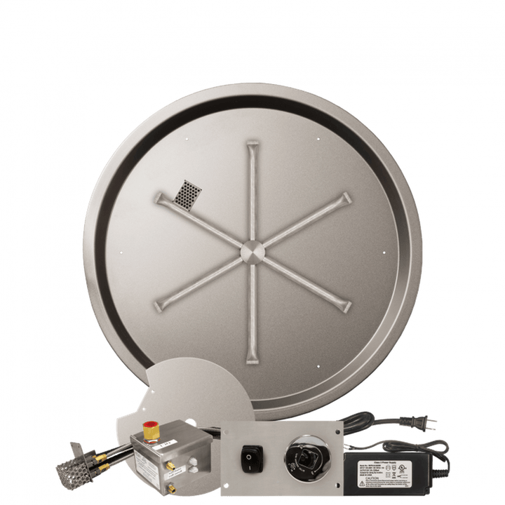 Firegear 29" Stainless Steel Round Pan Gas Fire Pit Kit with Remote FPB-29RBSAWS Fire Pit Inserts Flame Authority