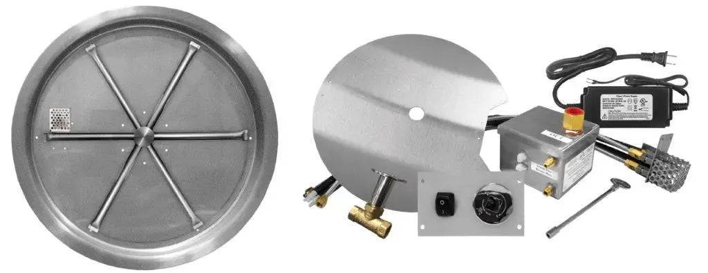 Firegear 29" Stainless Steel Round Pan Gas Fire Pit Kit with Remote FPB-29RBSAWS Fire Pit Inserts Flame Authority