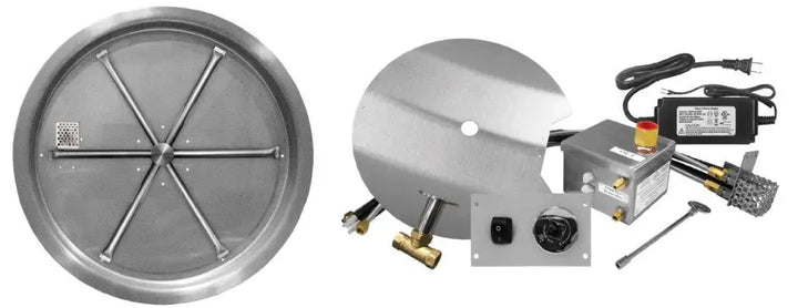Firegear 29" Stainless Steel Round Pan Gas Fire Pit Kit with Remote FPB-29RBSAWS Fire Pit Inserts Flame Authority