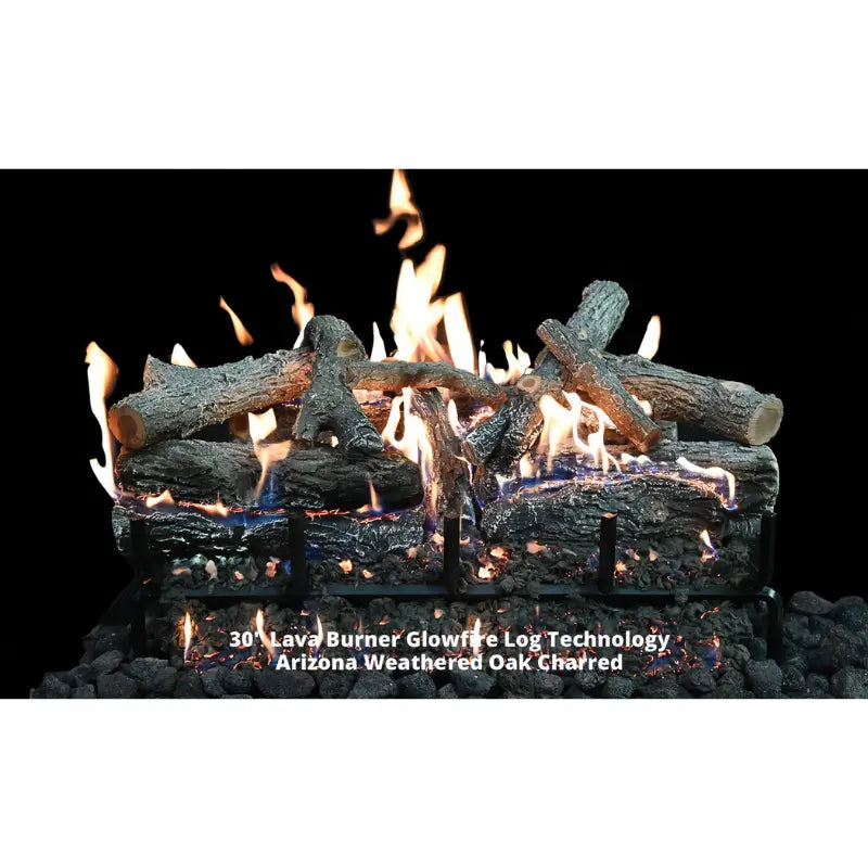 Grand Canyon Gas Logs GFWOC30 30" GlowFire™ Arizona Weathered Oak Charred Gas Log Set Fireplace Log Sets GFWOC30 Flame Authority