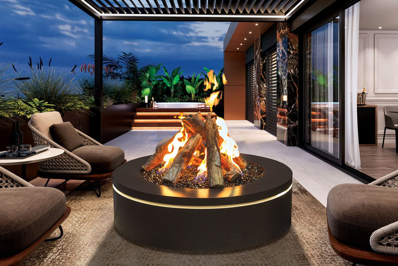 Halo Urbana Luxury 40" Round Black Stainless Steel Gas Fire Pit URUFP40RSB24 Flame Authority