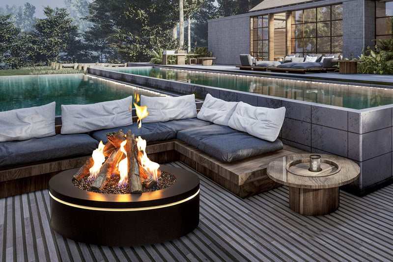 Halo Urbana Luxury 40" Round Black Stainless Steel Gas Fire Pit URUFP40RSB24 Flame Authority