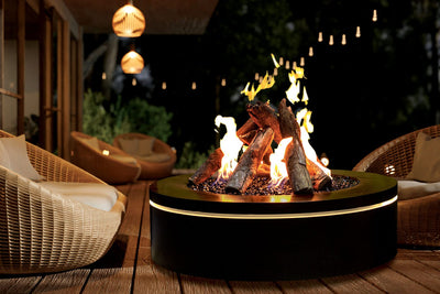 Halo Urbana Luxury 40" Round Black Stainless Steel Gas Fire Pit URUFP40RSB24 Flame Authority