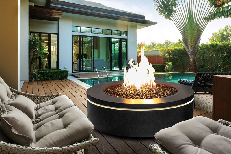 Halo Urbana Luxury 40" Round Black Stainless Steel Gas Fire Pit URUFP40RSB24 Flame Authority