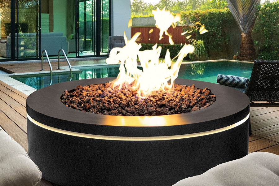 Halo Urbana Luxury 40" Round Black Stainless Steel Gas Fire Pit URUFP40RSB24 Flame Authority