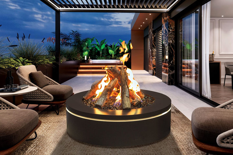 Halo Urbana Luxury 47" Round Black Stainless Steel Gas Fire Pit URUFP47RSB24 Flame Authority