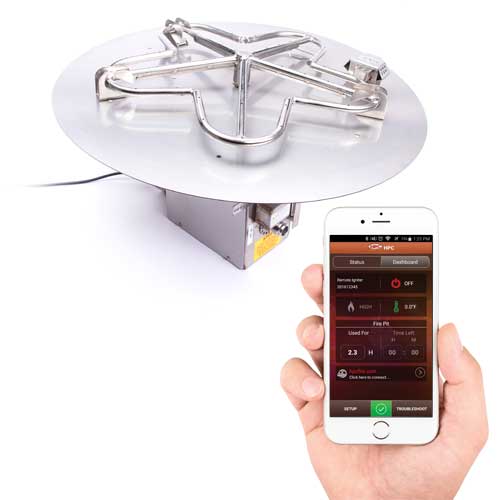 HPC Fire 36 Inch Hi/Lo Round Flat Electronic Ignition Gas Fire Pit Insert Fire Pit Inserts PENTA36EI-HI/LO-NG/120VAC Flame Authority