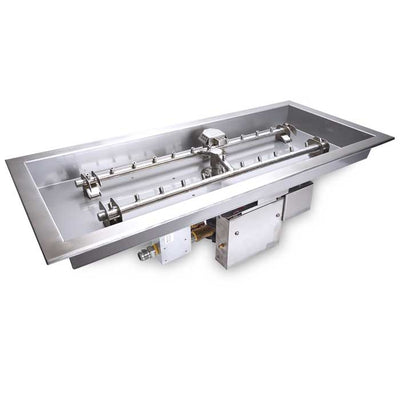 HPC Fire 36" x 14” Torpedo Electronic Ignition HI/LO Rectangular Bowl H-Burner Fire Pit Insert Flame Authority