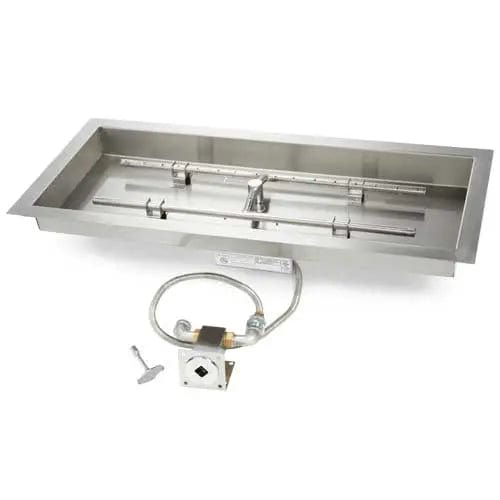 HPC Fire 54"x16" Rectangle H-Burner Bowl Pan Electronic Ignition Fire Pit Insert Fire Pit Inserts Flame Authority