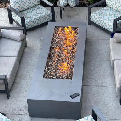 HPC Fire 66"x16" Rectangle H-Burner Bowl Pan Electronic Ignition Fire Pit Insert Fire Pit Inserts Flame Authority