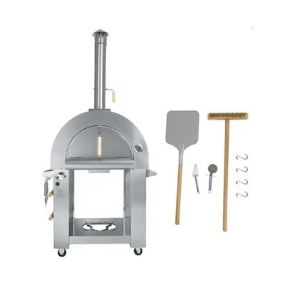Kokomo Grills 32 Inch Dual Fuel Gas or Wood Fired Stainless Steel Pizza Oven