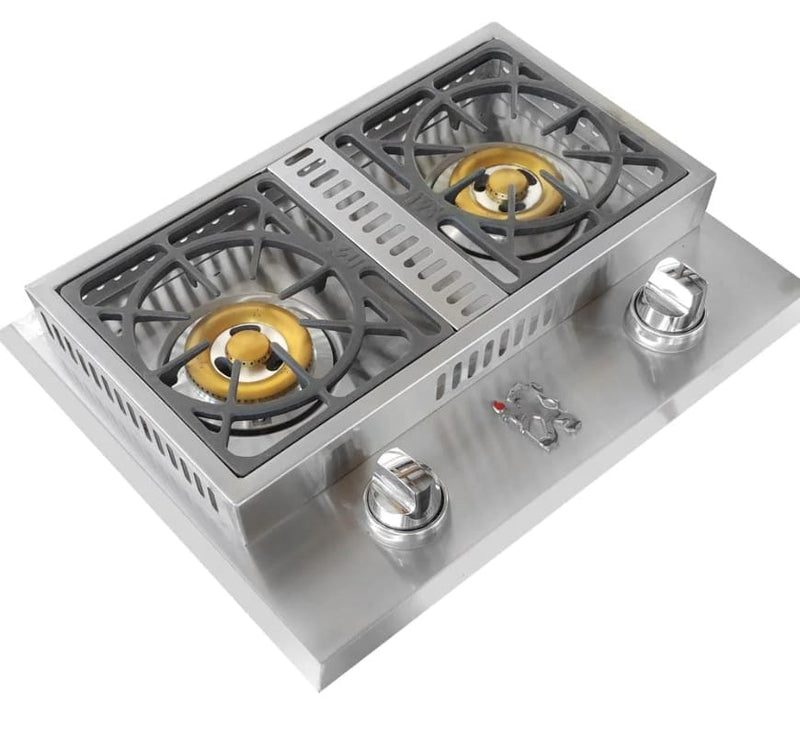 Lion Grills 26-Inch Stainless Steel Drop In Gas Double Side Burner Grill Burners Flame Authority