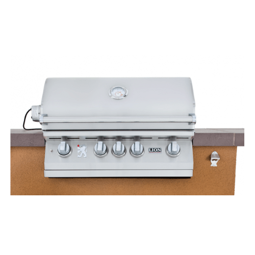 Lion Grills Prominent Q BBQ Island in Rock or Brick Grill View