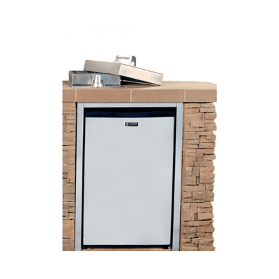 Lion Grills Sensational Q BBQ Island In Rock Or Brick Refrigerator View