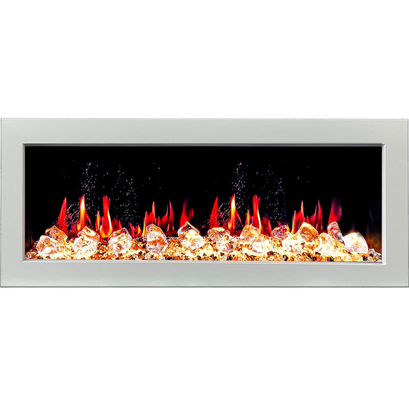 Litedeer Homes Gloria II 48-inch Seamless Push-in White Frame Electric Fireplace with Acrylic Crushed Ice Rocks ZEF48XCW