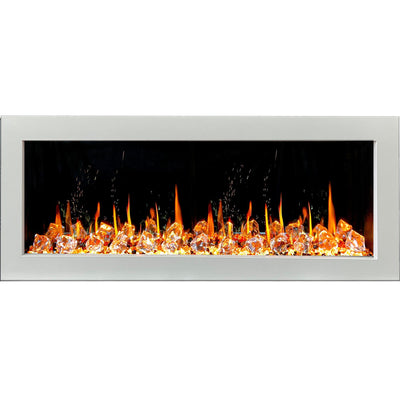 Litedeer Homes Gloria II 48-inch Seamless Push-in White Frame Electric Fireplace with Acrylic Crushed Ice Rocks ZEF48XCW