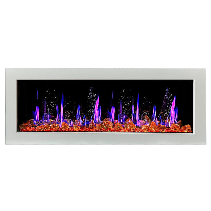 Litedeer Homes Gloria II 48-inch Seamless Push-in White Frame Electric Fireplace with Reflective Fire Glass ZEF48XAW