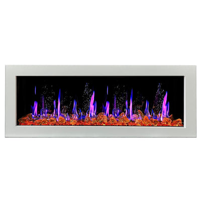Litedeer Homes Gloria II 48-inch Seamless Push-in White Frame Electric Fireplace with Reflective Fire Glass ZEF48XAW