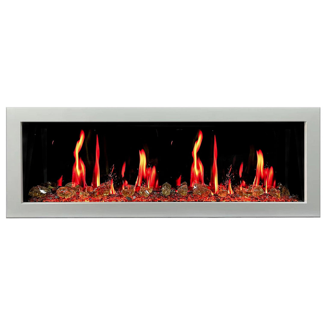 Litedeer Homes Gloria II 48-inch Seamless Push-in White Frame Electric Fireplace with Reflective Fire Glass ZEF48XAW